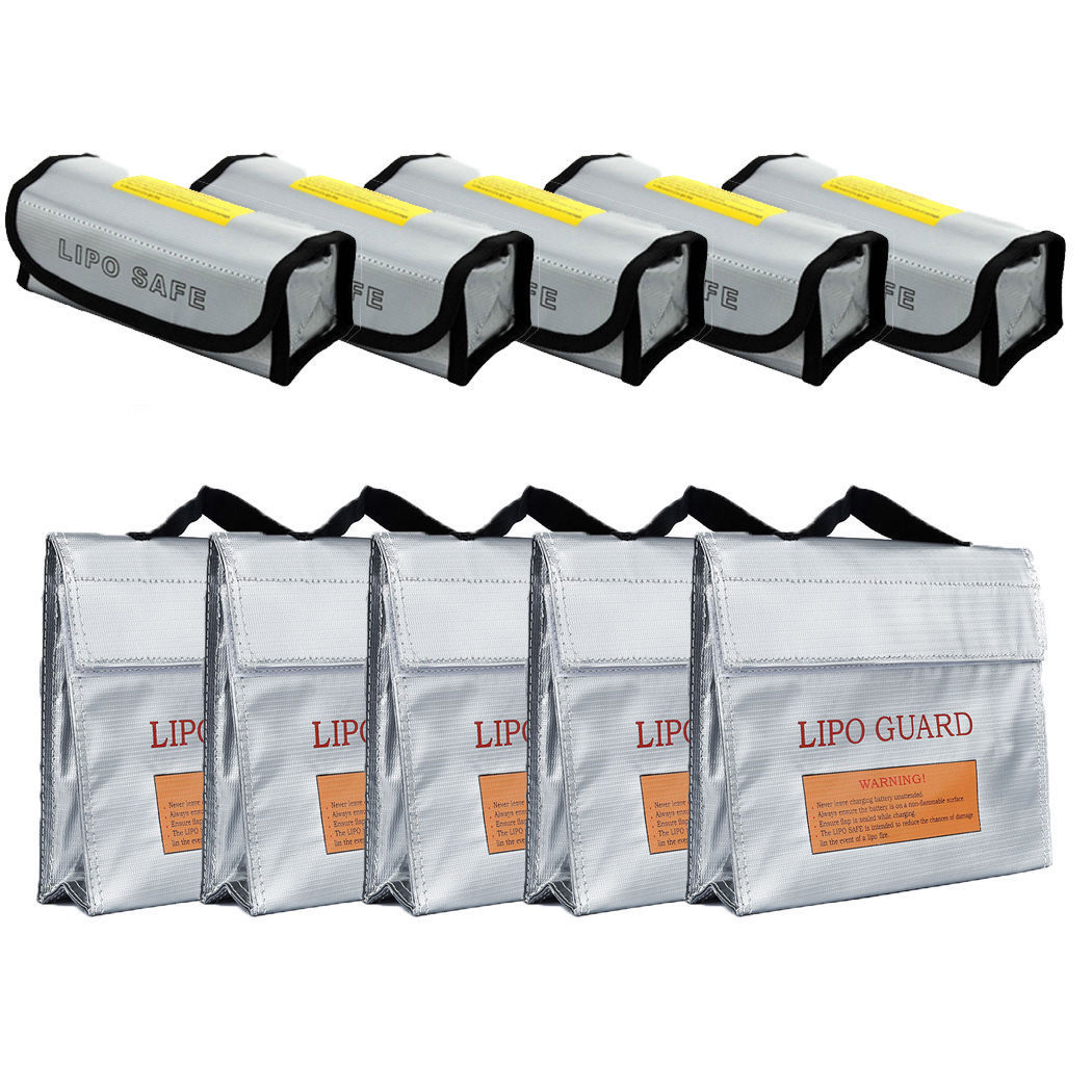 LiPo Safe Battery Explosion Proof Bag 185x75x60mm(5) 240X65X180(5)