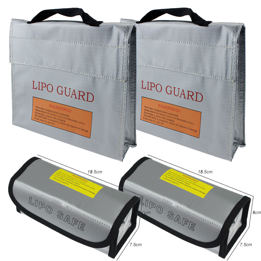  LiPo Safe Battery Explosion Proof Protect Bag 185x75x60mm and 240X65X180